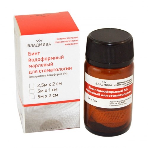 Бинт йодоформный (5%, 5,0 м х 10 мм) ВладМиВа 1231920575 - фото 437540