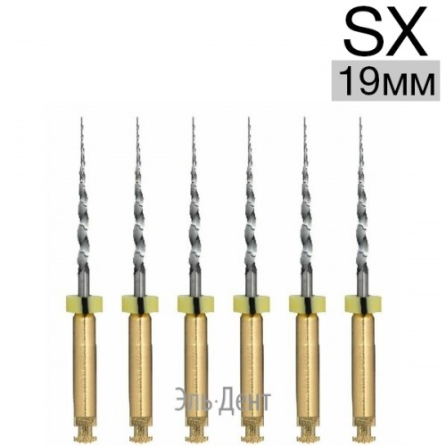 Ultratapers Gold SX, 19мм, стерильные машинные файлы, никель-титан, 6 шт., Eurofile 1231919244 - фото 437803