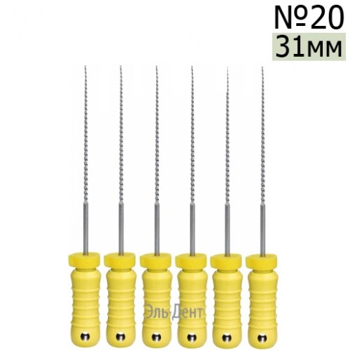K-Files  31мм, №20, дрильборы ручные, сталь, (6шт.).  Eurofile 1231919191 - фото 438003