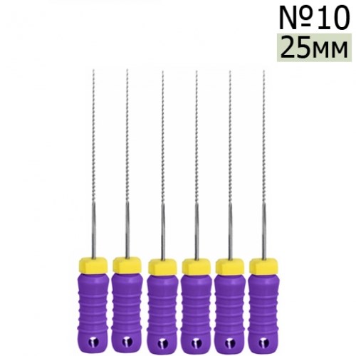 K-Files  25мм, №10, дрильборы ручные, сталь, (6шт.).  Eurofile 1231919178 - фото 438017