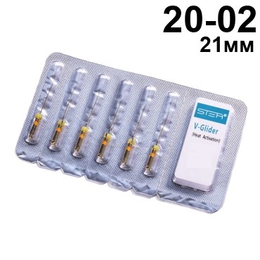 Файлы машинные V-Glider Gold, для создания ковровой дорожки, размер 20/.02, длина 21мм, никель-титан - 6 шт. STEA 1231918010 - фото 438250