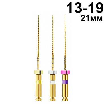 Файлы машинные V-Glider Gold, для создания ковровой дорожки, ассорти размер 13-19, никель-титан, 21мм - 6 шт. STEA 1231918020 - фото 438286