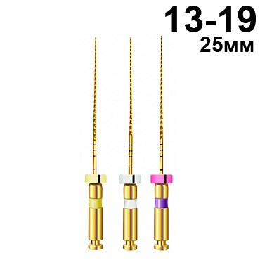 Файлы машинные V-Glider Gold, для создания ковровой дорожки, ассорти размер 13-19, никель-титан, 25мм - 6 шт. STEA 1231917976 - фото 438306