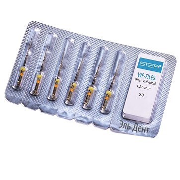 Файлы машинные  WF-files Gold реципрокные с ромбовидным сечением, ассорти размер 20-35, 25мм, никель-титан - 6 шт. STEA 1231918009 - фото 438309