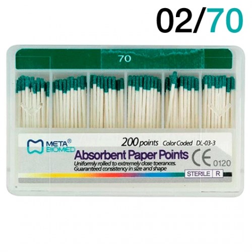 Штифты бумажные .02 №70 (200шт), Meta Biomed 1231917125 - фото 438398