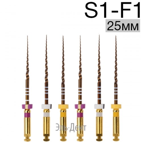 Ultratapers Gold 25мм, набор: S1-F1 (S1x2, S2x2, F1x2), стерильные машинные файлы, никель-титан, (6шт.).Eurofile 1231919254 - фото 438746