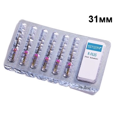 Файлы машинные R-files Gold, для первичной эндодонтии  - ассорти, длина 31мм, никель-титан - 6 шт. STEA 1231918049 - фото 439019