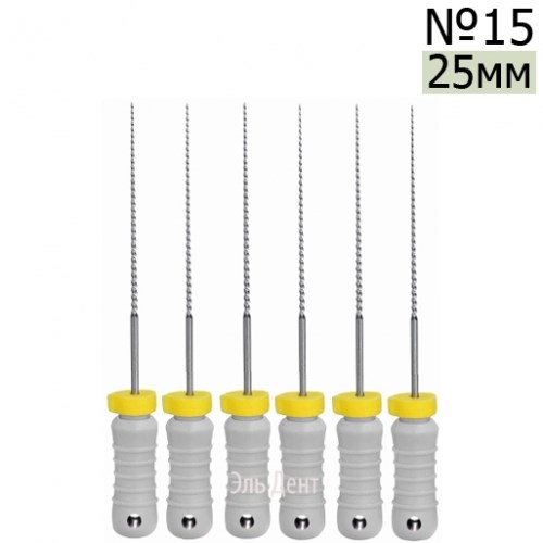 K-Files  25мм, №15, дрильборы ручные, сталь, (6шт.).  Eurofile 1231919179 - фото 439433