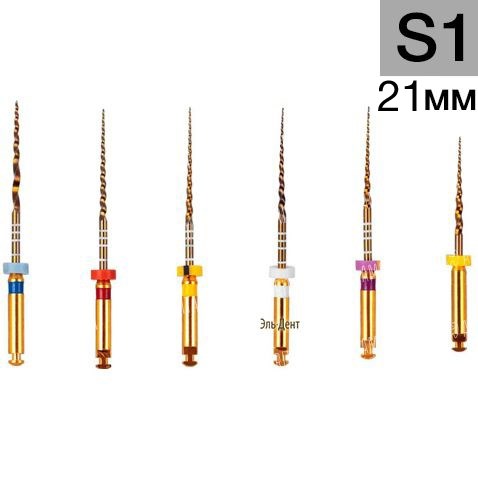 Gold-Tаper S1, 21мм (6шт.)-машинный инструмент для обработки корневых каналов, Геософт 1231916105 - фото 445403