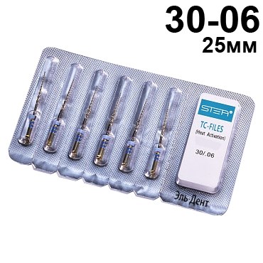 Файлы машинные с памятью формы TC-files, размер 30/.06, длина 25мм, никель-титан - 6 шт. STEA 1231915357 - фото 445713