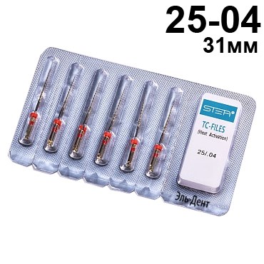 Файлы машинные с памятью формы TC-files, размер 25/.04, длина 31мм, никель-титан - 6 шт. STEA 1231918028 - фото 446568