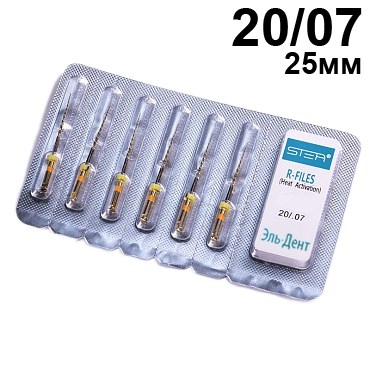 Файлы машинные R-files Gold, для первичной эндодонтии, размер 20/.07, длина 25мм, никель-титан - 6 шт. STEA 1231915362 - фото 446571