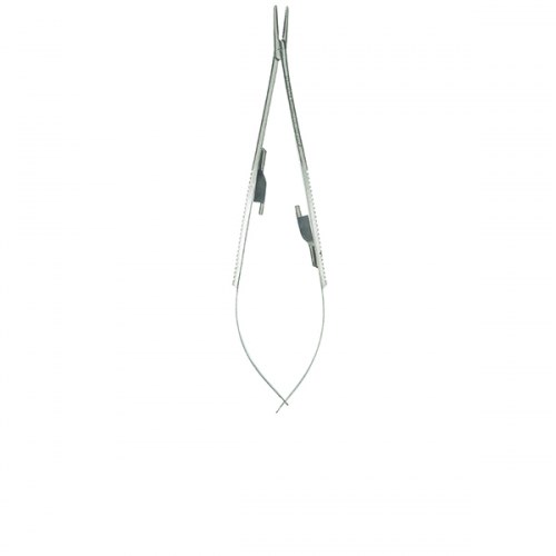 Иглодержатель с фиксатором 18 см, изогнутый Castroviejo 1231917156 - фото 446986