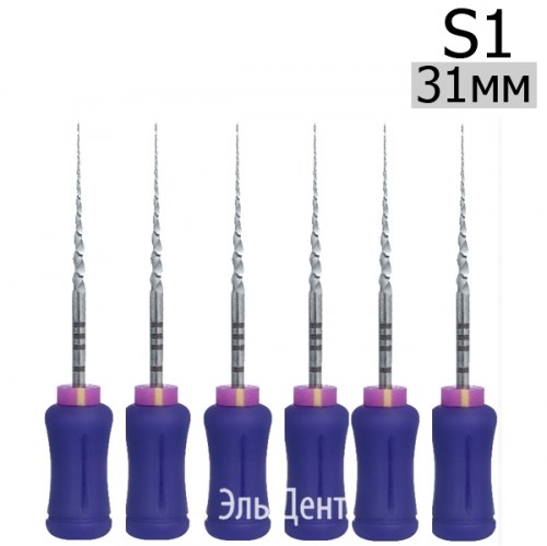 Ultratapers Hand S1, 31мм, ручные файлы,  никель-титан, (6шт.) Eurofile 1231919329 - фото 447562