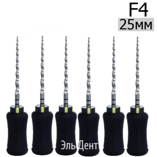 Ultratapers Hand F4, 25мм, ручные файлы, никель-титан, (6шт.) Eurofile 1231919320 - фото 447567
