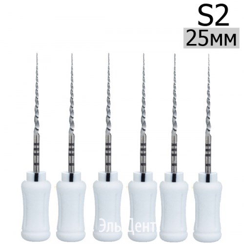 Ultratapers Hand S2, 25мм, ручные файлы, никель-титан, (6шт.) Eurofile 1231919323 - фото 449389