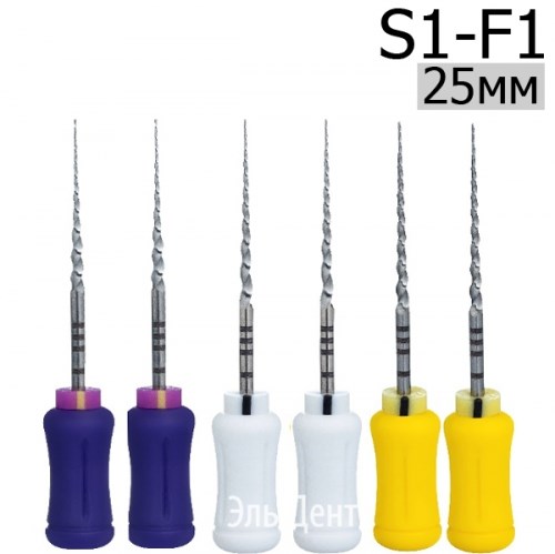 Ultratapers Hand 25мм, в наборе: S1-F1 (S1x2, S2x2, F1x2), ручные файлы, никель-титан, (6шт.) Eurofile 1231919333 - фото 450030