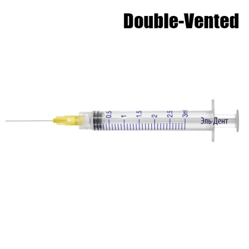 Шприц для промывания каналов со сменной иглой Double-Vented эндодонтический 3 мл, Apexmed 1231918959 - фото 450970