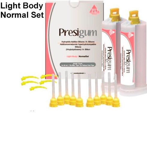 Presigum Light Body Normal Set 2х50мл-корригирующий слой, насадки для смешивания, President Dental 1231910928 - фото 451005