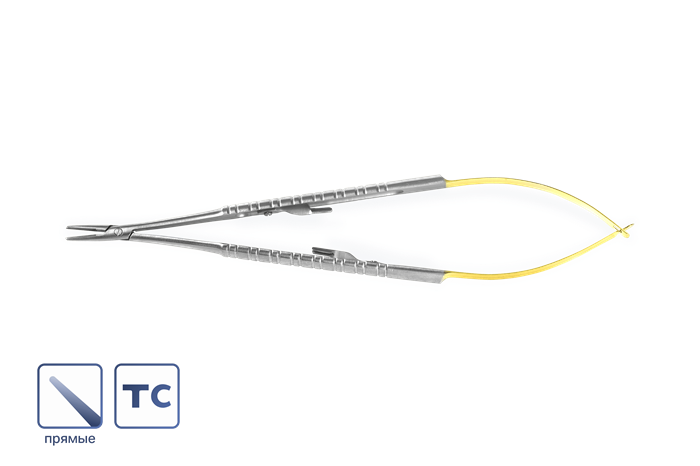 Иглодержатель микрохирургический Barraquer с вставками прямой 17 см 1107B - фото 451248