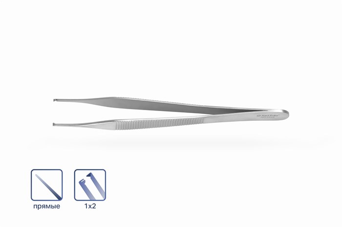 Пинцет Adson хирургический 1х2 прямой 12 см 5356 - фото 451318