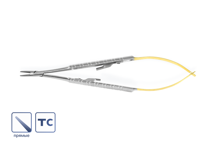 Иглодержатель микрохирургический Barraquer с вставками прямой 13 см 1105B - фото 451334