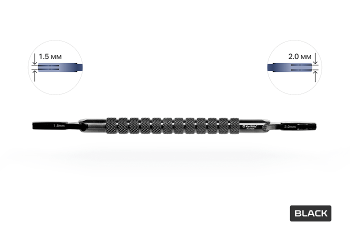 Ручка №3 Black Double для лезвий скальпеля круглая прямая двухсторонняя 4606 - фото 451359