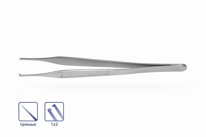 Пинцет Adson хирургический 1х2 прямой 15 см 5355 - фото 451364