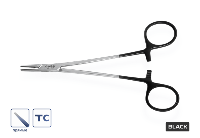 Иглодержатель Mayo-Hegar BLACK с вставками 15 см 1102B - фото 451379