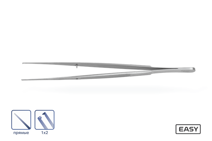 Пинцет EASY хирургический 1х2 прямой 17.5 см 5363 - фото 451410