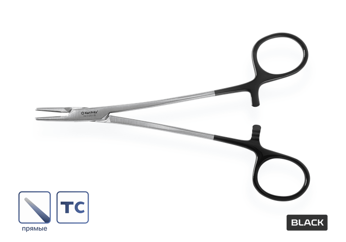 Иглодержатель Mayo-Hegar BLACK с вставками 16 см 1103B - фото 451419