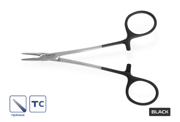 Иглодержатель Mayo-Hegar BLACK с вставками 13 см 1100B - фото 451421
