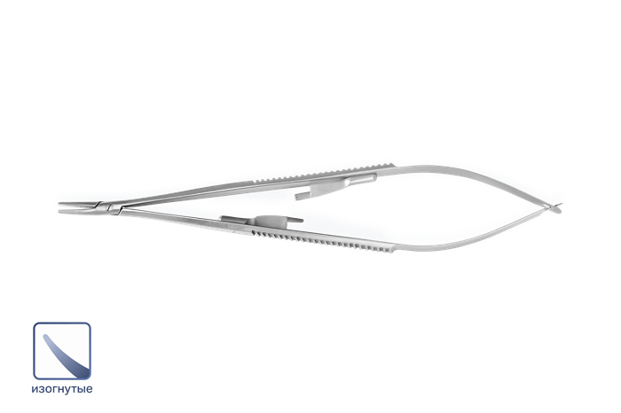 Иглодержатель микрохирургический Castroviejo изогнутый 18 см 1109 - фото 451425