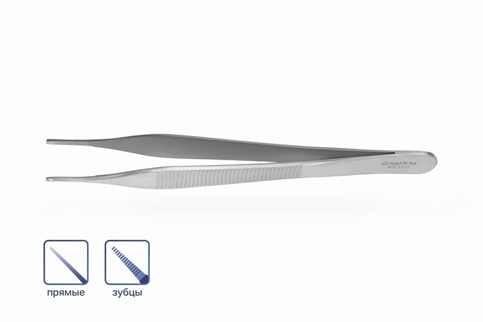 Пинцет Adson анатомический прямой, 12 см 5351 - фото 451429