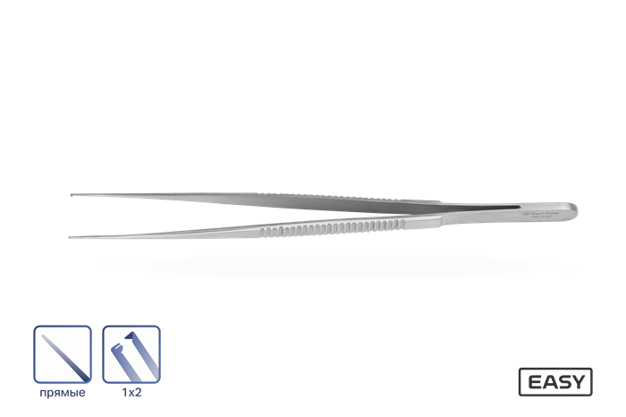 Пинцет EASY хирургический 1х2 прямой 15 см 5362 - фото 451430