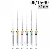 DK-Files  (ХВОСТОВИК 15ММ), 31мм, набор: 06/15-40 (06/15, 06/20, 06/25, 06/30, 06/35, 06/40), машинные файлы, никель-титан, (6шт.).  Eurofile 1231919117