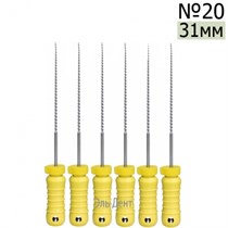 K-Files  31мм, №20, дрильборы ручные, сталь, (6шт.).  Eurofile 1231919191