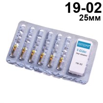 Файлы машинные V-Glider Gold, для создания ковровой дорожки, размер 19/.02, длина 25мм, никель-титан - 6 шт. STEA 1231918011