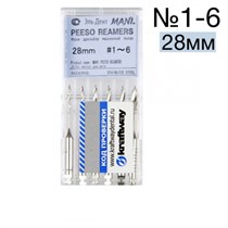 Peeso reamers №1-6 (28мм), упк. 6шт,MANI - развертка корневая 1231915821