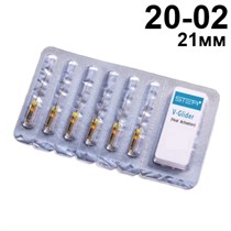 Файлы машинные V-Glider Gold, для создания ковровой дорожки, размер 20/.02, длина 21мм, никель-титан - 6 шт. STEA 1231918010