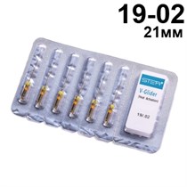 Файлы машинные V-Glider Gold, для создания ковровой дорожки, размер 19/.02, длина 21мм, никель-титан - 6 шт. STEA 1231918012