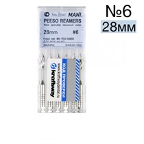 Peeso reamers №6 (28мм), упк. 6шт,MANI - развертка корневая 1231915820