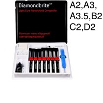 Diamondbrite Nanohybrid LC набор (7шпр.х4г. A2,А3,А3.5,В2,С2,D2,универс. опак, Etchant gel 4г, One step Dentin/Enamel Bond 5мл, аксесс.) 1231917545