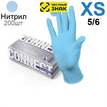 Перчатки Нитриловые CONNECT  NITRILE ПУЛИН Голубые  XS (5/6) 200шт. (100 пар) Маркированные 1231918515