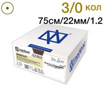 Монофаст 3/0 75см 22мм 1/2 колющая 24шт фиолетовый 1231916725