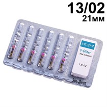 Файлы машинные V-Glider Gold, для создания ковровой дорожки, размер 13/.02, длина 21мм, никель-титан - 6 шт. STEA 1231918017