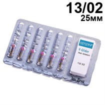 Файлы машинные V-Glider Gold, для создания ковровой дорожки, размер 13/.02, длина 25мм, никель-титан - 6 шт. STEA 1231915366