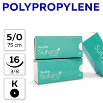 Шовный материал POLYPROPYLENE 5/0_75_16, нерассасывающаяся, 3/8, колющая (12 шт.), SUTURA 1231918994