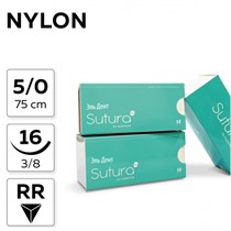 Шовный материал NYLON 5/0_75_16, нерассасывающаяся, 3/8, обратно-режущая (12 шт.), SUTURA 1231918985