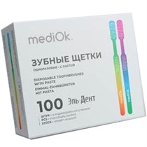 Щетки зубные одноразовые mediOK 100шт. с нанесенной зубной пастой, «Мята». MediOk 1231919346